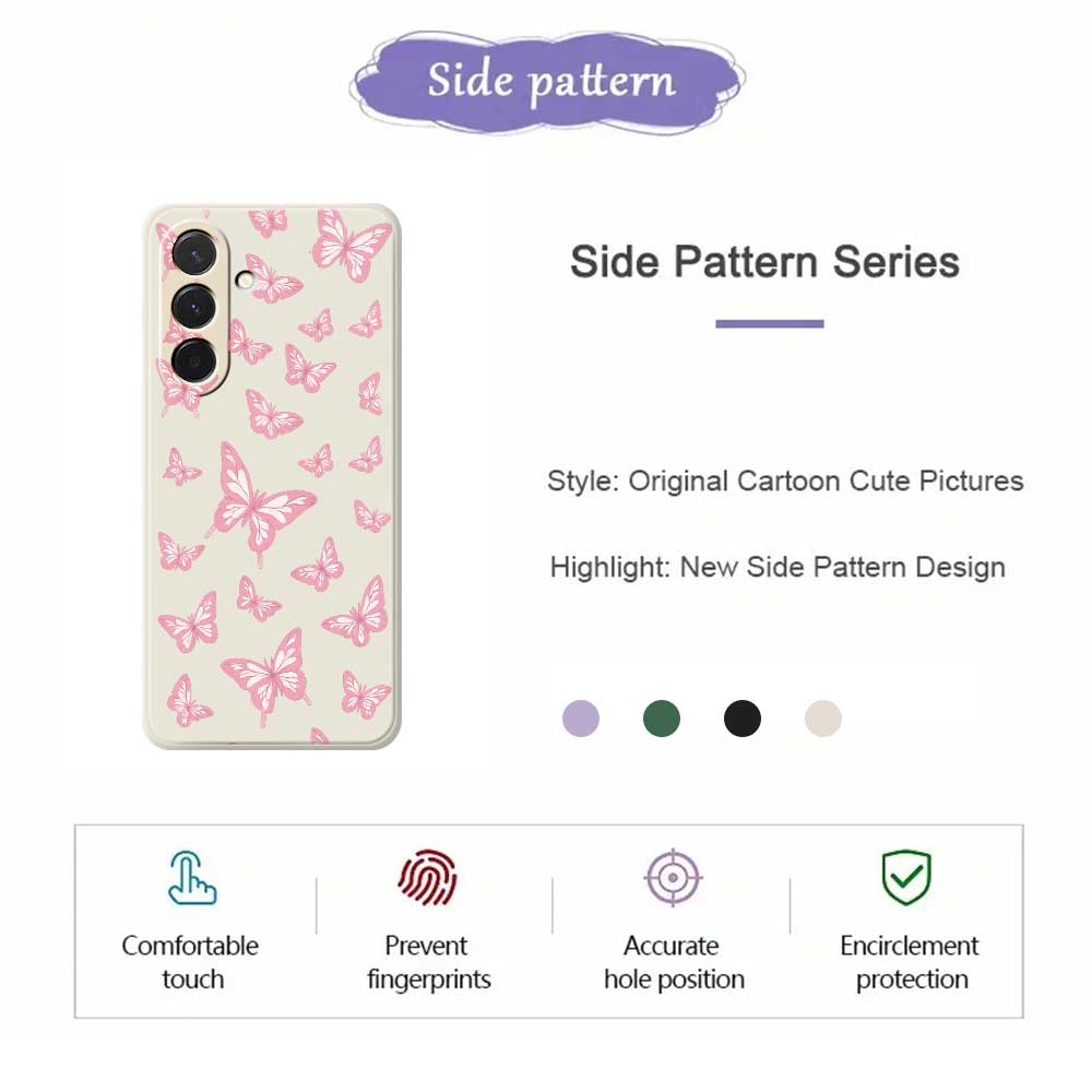 For Samsung Galaxy A36 5G Case Pink Butterflies Pattern Printing Straight Edge TPU Phone Back Cover