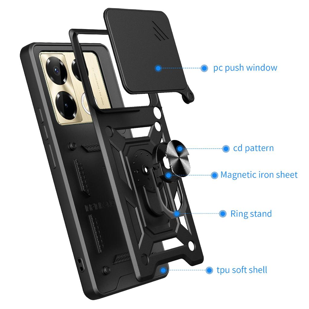 For Infinix Note 40 Pro 4G/Note 40 Pro 5G/Note 40 Pro+ Cell Phone Case Slide Lens Guard PC+TPU Back Cover