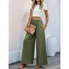 Женские зеленые брюки, новые повседневные брюки с широкими штанинами