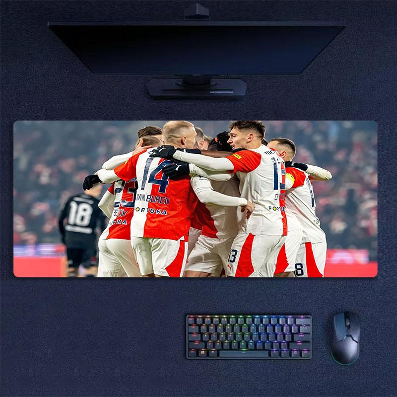 SK Slavia Praha Mouse Pad, Large Gaming Desk Mat, Non-slip XXL Mousepad for Laptop & Tablet, Mini PC Playmat with Stitched Edges