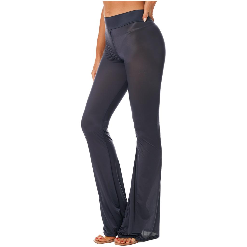 Женские полупрозрачные расклешенные брюки с высокой талией, широкие брюки-клеш, леггинсы для тренировок, занятий йогой, танцев, выступлений