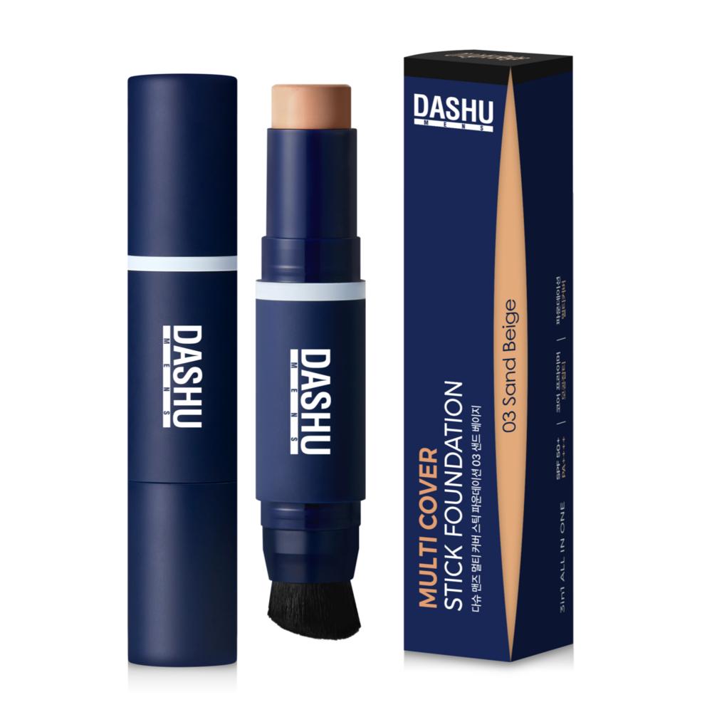 DASHU Men's Multi Cover Stick Foundation 12g, 03 Sand Beige, 1 Pc.