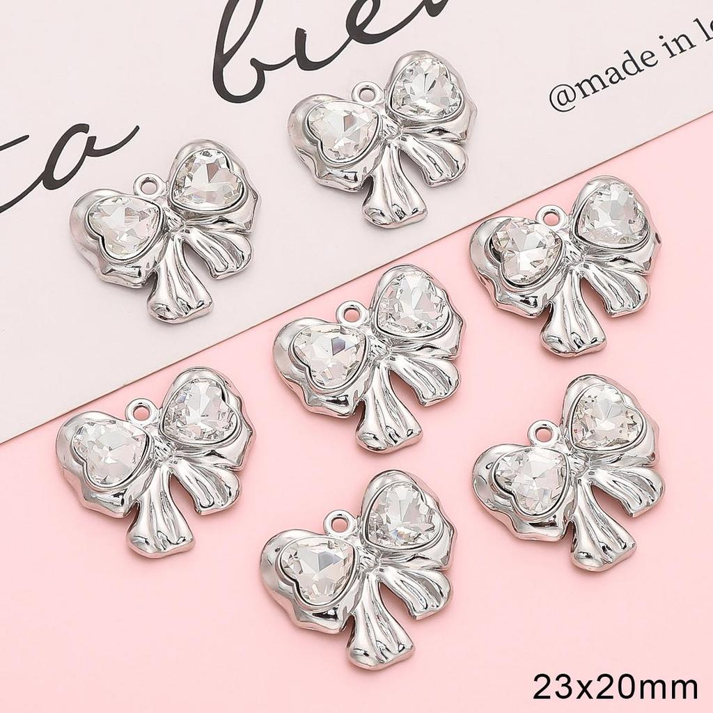 Золотой/серебряный цвет сплава Алмазное сердце роза бабочка кулон для изготовления ювелирных изделий DIY ожерелье браслет серьги