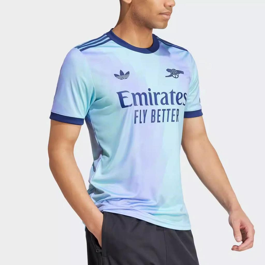 Adidas Originals 2024/25 Третья форма серии ARSENAL С круглым вырезом Повседневная с коротким рукавом Ретро Футбольная форма для мужчин - Синяя
