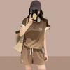 2025 Summer Harajuku Student Short-sleeve Polo T Shirt and Shorts Y2k Running Two-piece Set Young Girl Large Size Casual Loose Sports Suits for Women