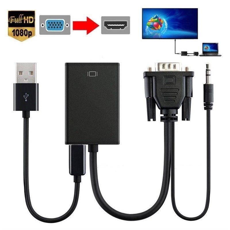 Кабель-конвертер VGA в HDMI с медным сердечником для HDTV-монитора, ПК-гейминга, установки домашнего кинотеатра