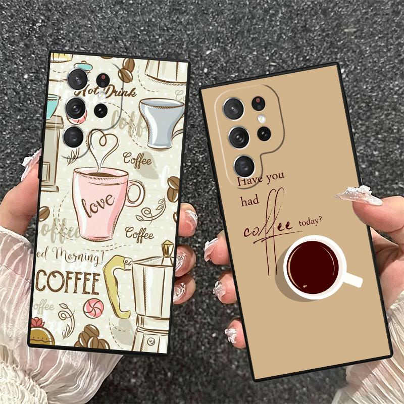 Black Coffee Fashion Style Soft Phone Case for Samsung Galaxy S26 S25 Edge S24 Ultra S23 Plus S22 S21 FE S20 Black Cover Back Sh