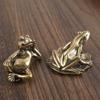 Забавная лягушка латунный орнамент мини-фигурки лягушек из листьев лотоса чистая медь животное чай домашнее животное украшения антикварные поделки подарок