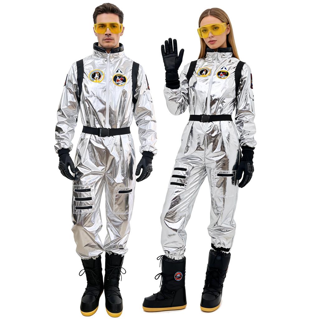 Silver Printed Astronaut Jumpsuit Costume-Space Theme Birthday/Carnival TV/Movie Unisex Adult Cosplay
