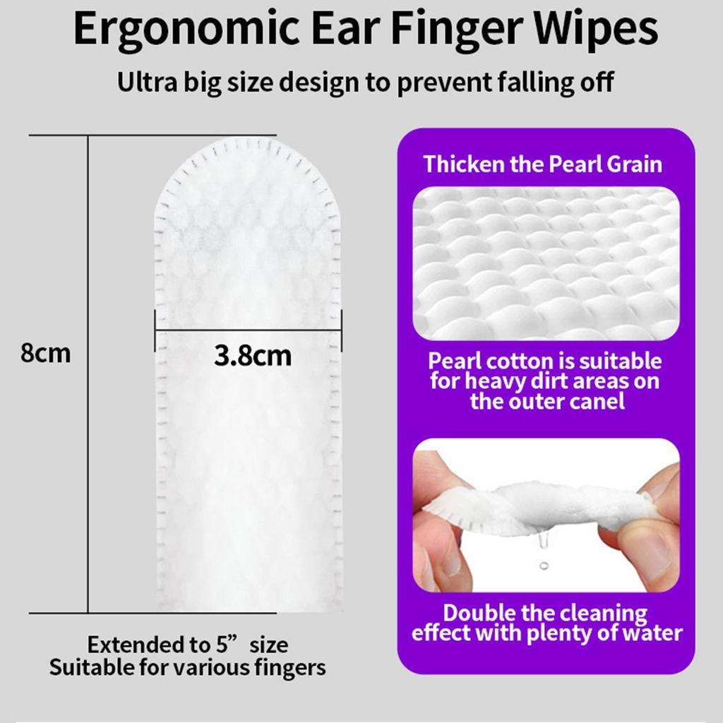 180ml Dog & Ear & Finger Wipes Finger Covers, Thickened Ear & Finger Covers, Natural Soothing Ear Cleaner, Effective in Removing Ear Wax (50 pcs)