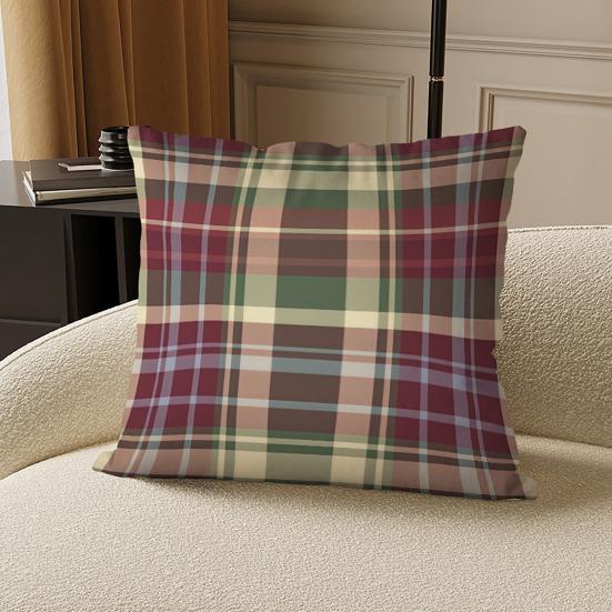 Throw Pillow Cover Colorful Plaid Pattern Pillow Cover 18x18 Inch