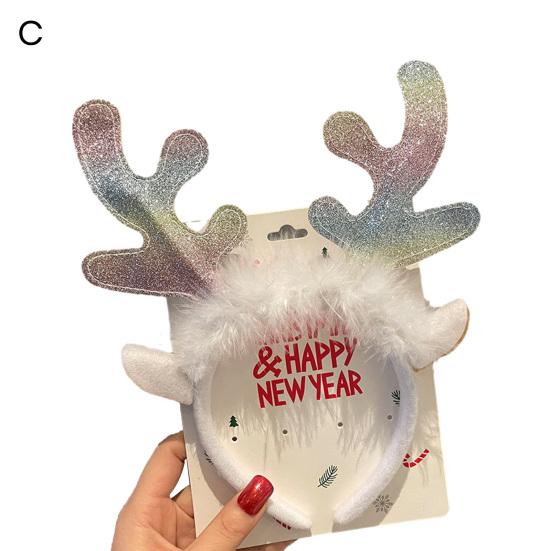 Рождественская повязка на голову с блестящими пайетками, бант для ушей, декор Санта-Клауса, эластичная весенняя противоскользящая повязка, обычная посадка, узкая полоса, реквизит для новогодней вечеринки, аксессуары для волос