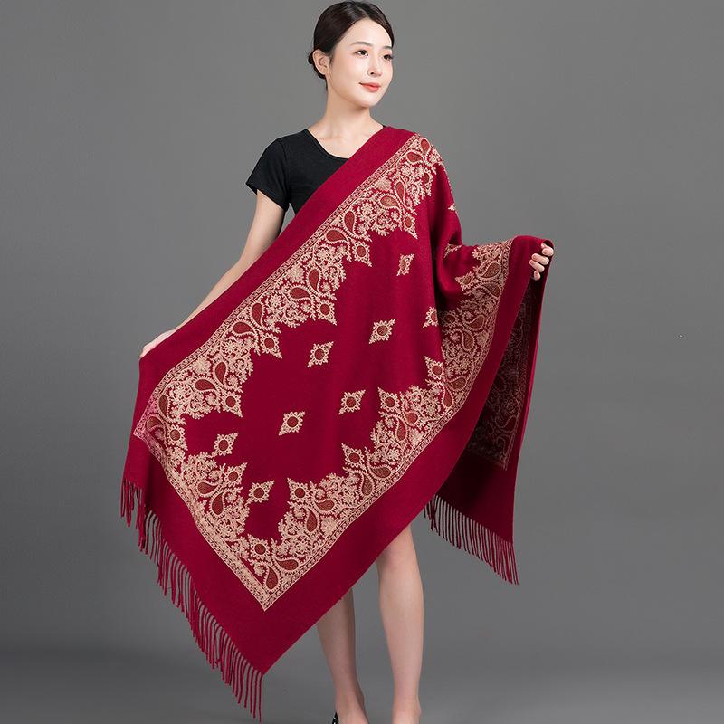 Winter New Arrival Shawl Women Cashmere Scarves Embroider Flower Tassel Shawl Long Soft Warm Wraps Thick Blanket Scarf Bufanda