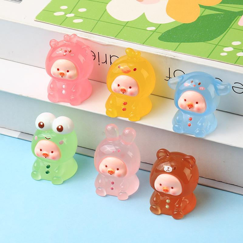 Смола мультфильм светящийся в темноте животное с мордочкой свиньи украшения аксессуары автомобиль настольное украшение