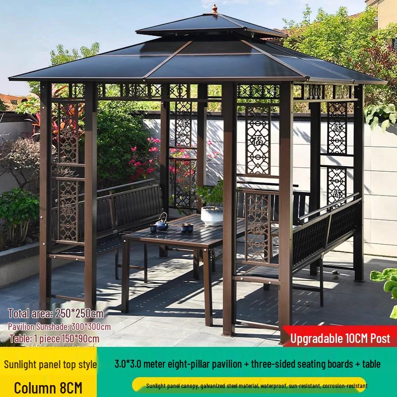Aluminum Alloy Garden Gazebo: New Chinese Style Outdoor Courtyard Sunshade Pavilion