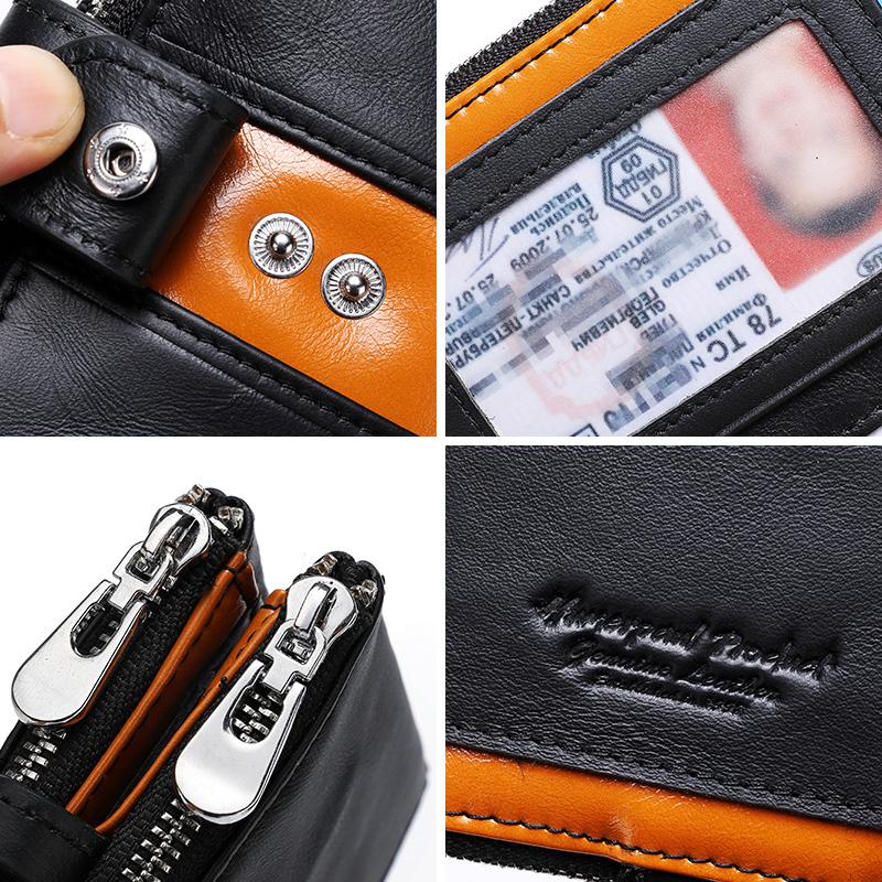 Humerpaul Genuine Leather Wallet Men Coin Purse Hasp Black Color With Chain Male Wallet Portomonee PORTFOLIO Money Bag Small