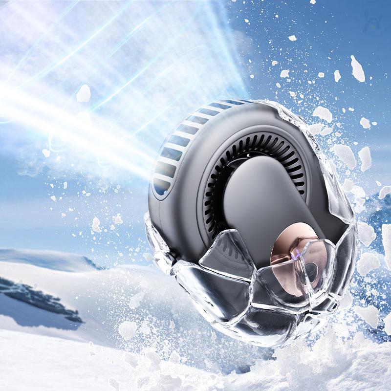 Multi-functional portable neck-hanging outdoor mini waist-mounted fan, rechargeable, low noise, digital display, small fan