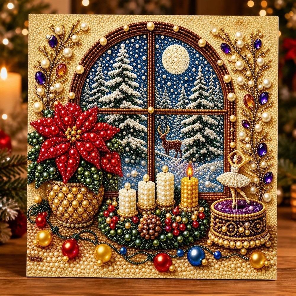 With Frame Christmas Painting Art Kit Gift Pearl Painting Set Christmas Decor Home Decoration