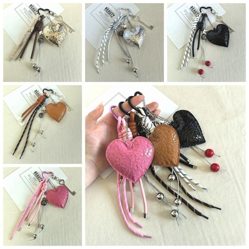 Leather Lovely Heart Key Chain Hanging Handmade Heart Keychain  Jewelry Accessories