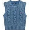Polo Solid Color Cable Knit Cotton Sleeveless Vest Women Vests Midnight-Blue 211965758-001