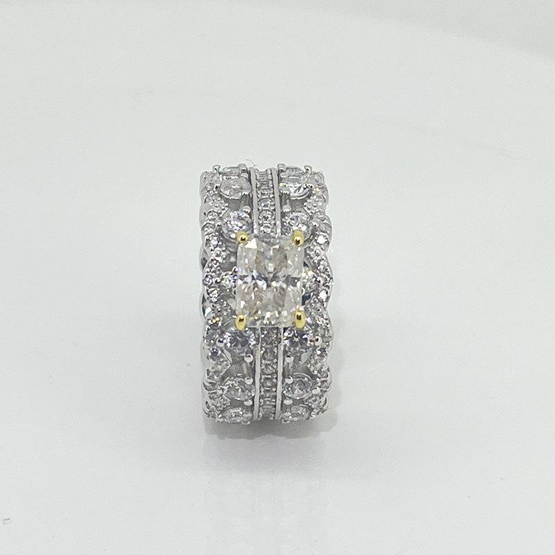 Женские кольца с муассанитом 1 карат, бриллиантами D VVS, изумрудом, сияющим муассанитом, посеребренное белое золото 925 пробы, ювелирное кольцо для леди