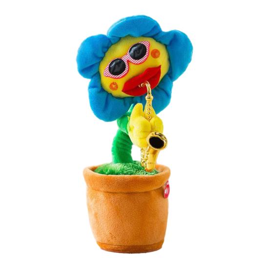 Электрическая танцующая игрушка Подсолнух повторяет то, что вы говорите, запись, поющая плюшевая игрушка в горшке, развивающая интерактивная плюшевая музыкальная игрушка для малышей