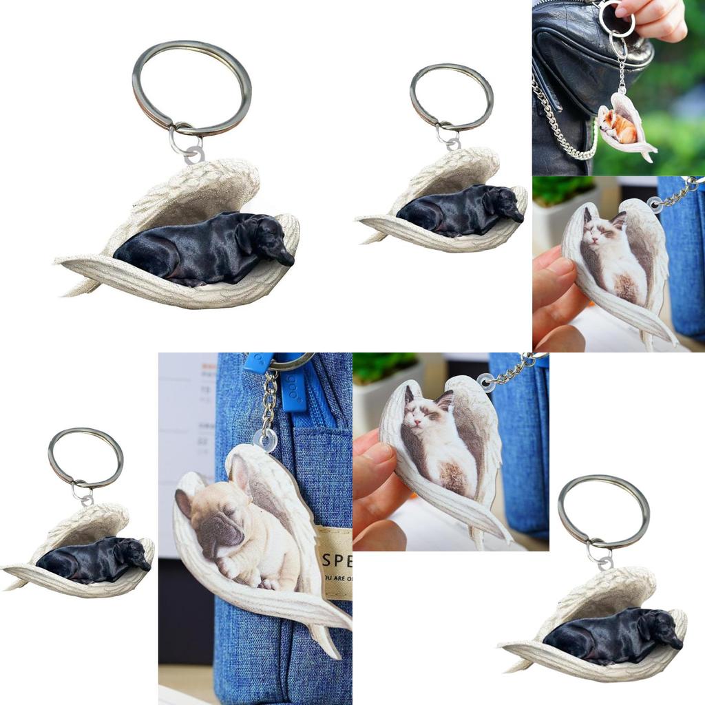 Sleeping Angel Dog Acrylic Keychain Backpack And Popular Style