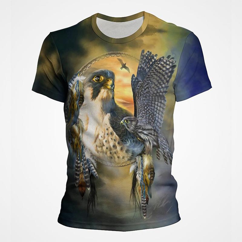 Футболки в уличном стиле с принтом американского орла и ястреба Белая голова морского орла с графическим принтом, полностью покрытая футболка Breathe Casual с коротким рукавом