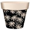 [A2162] - Black Beige 'Tropical' Bamboo Planter - 22x21 Cm (Palm Trees)