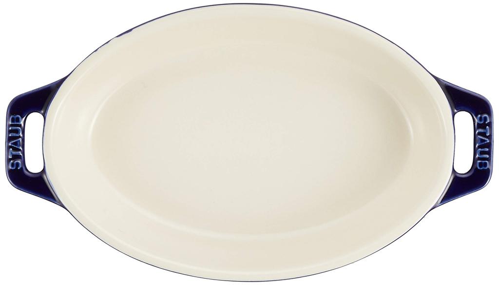 Staub Dish Gran Blue Ceramic Gratin Dish Oven Microwave Safe Japanese Dish "Oval 17cm" [Authorized Product] 40508-598