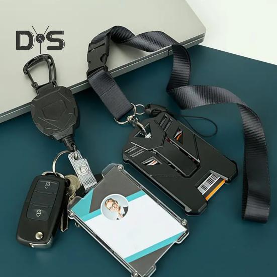 Card Cover Heavy Duty Retractable Badge Reel ID Badge Holder with Anti-lost Breakaway Lanyard Retractable Key Chain Carabiner Hard Shell Card Sleeve