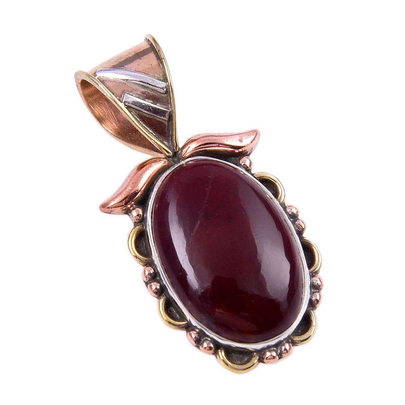 Натуральный драгоценный камень Мукаит из чистого серебра 925 пробы, двухцветный кулон 1,25 дюйма e0Y68