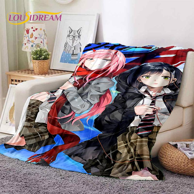 Zero Two Sexy Girl DARLING in The FRANXX Cartoon Flannel Blanket for Bed Bedroom Sofa Picnic,Throw Blanket for Outdoors Leisure