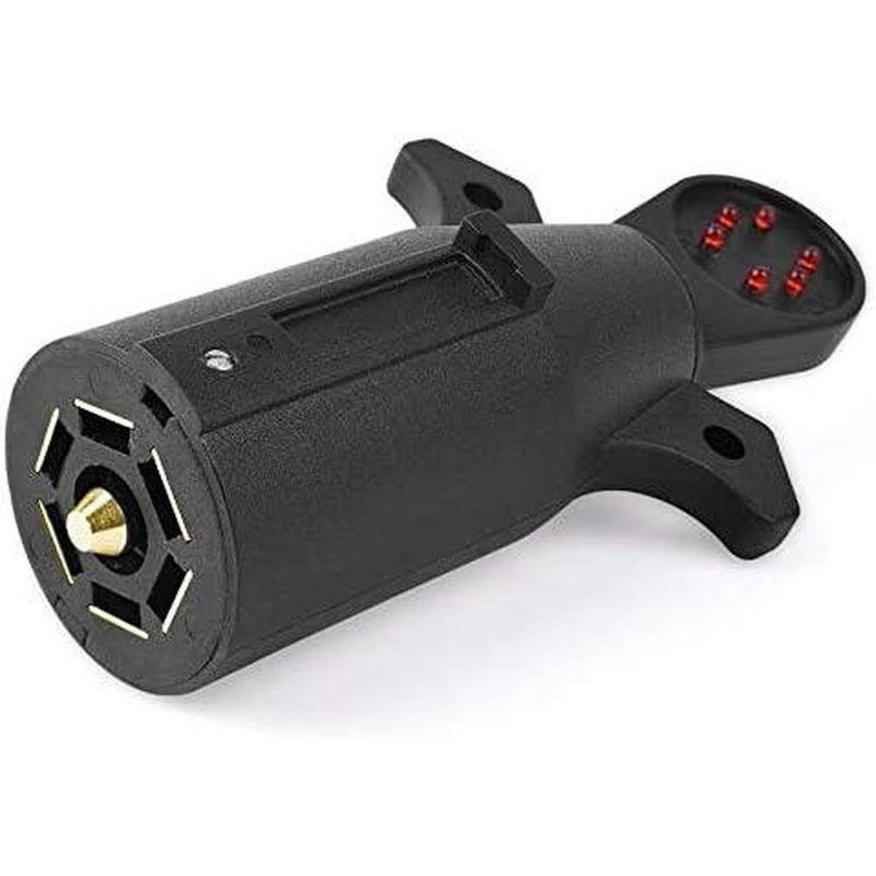 US RV Camper 7 Pin Connector Tester Trailer Truck 12V Black Turn Brake Light Circuit Signal Tester RV Plug Car Accessories