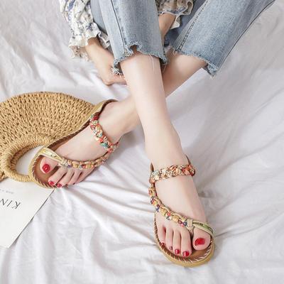Модные тапочки в европейском и американском стиле в стиле бохо, новый дизайн на толстой подошве для женских сандалий летом 2024 года Zapatos De Mujer
