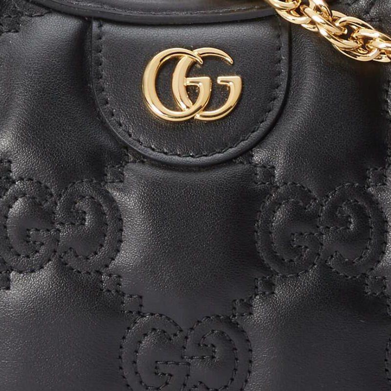 GUCCI GG Matelasse Leather Shoulder Bag Crescent Bag Shoulder Bag, Crossbody Bag Women's Black 739709-UM8HG-1046