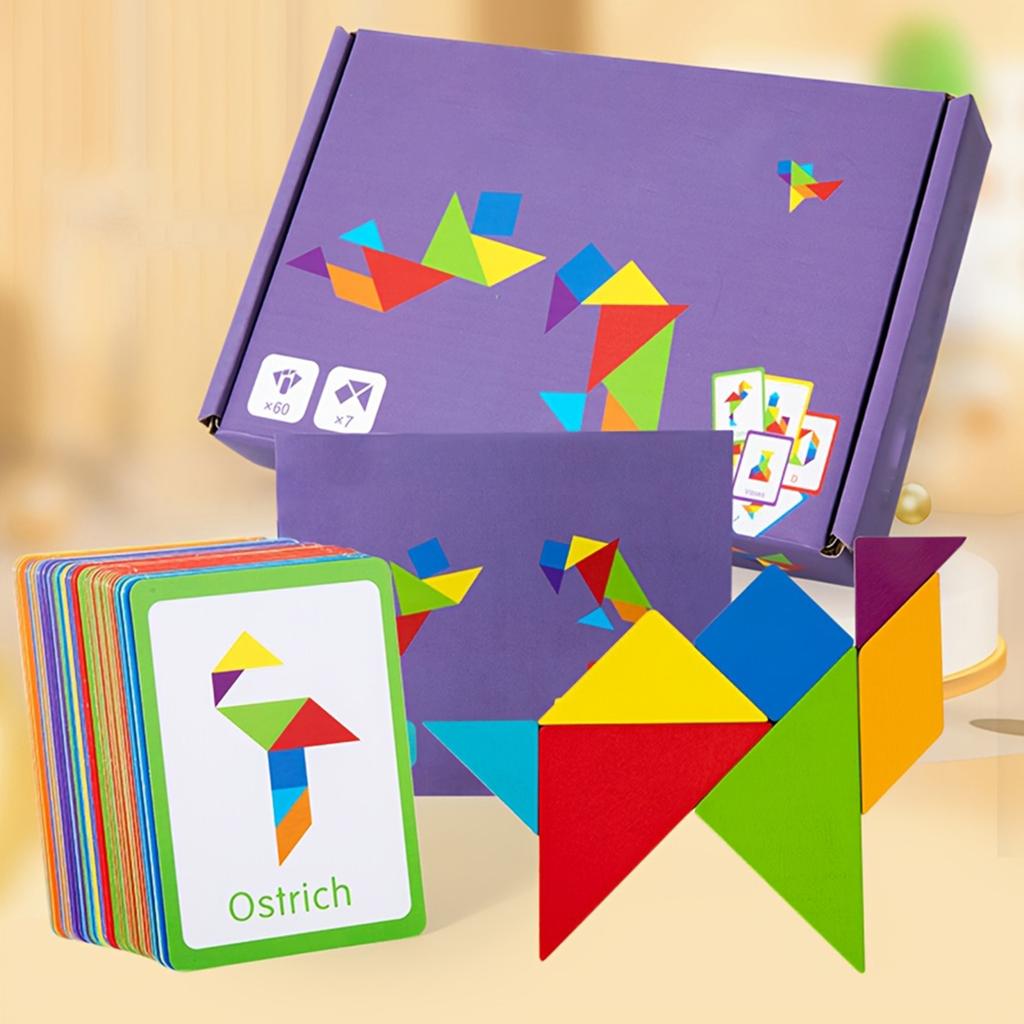 Wooden Tangram Puzzle Toys, Geometric Shape Toys, Parent Child Interactive Educational Toys, Holiday Gifts And Birthday Gifts.