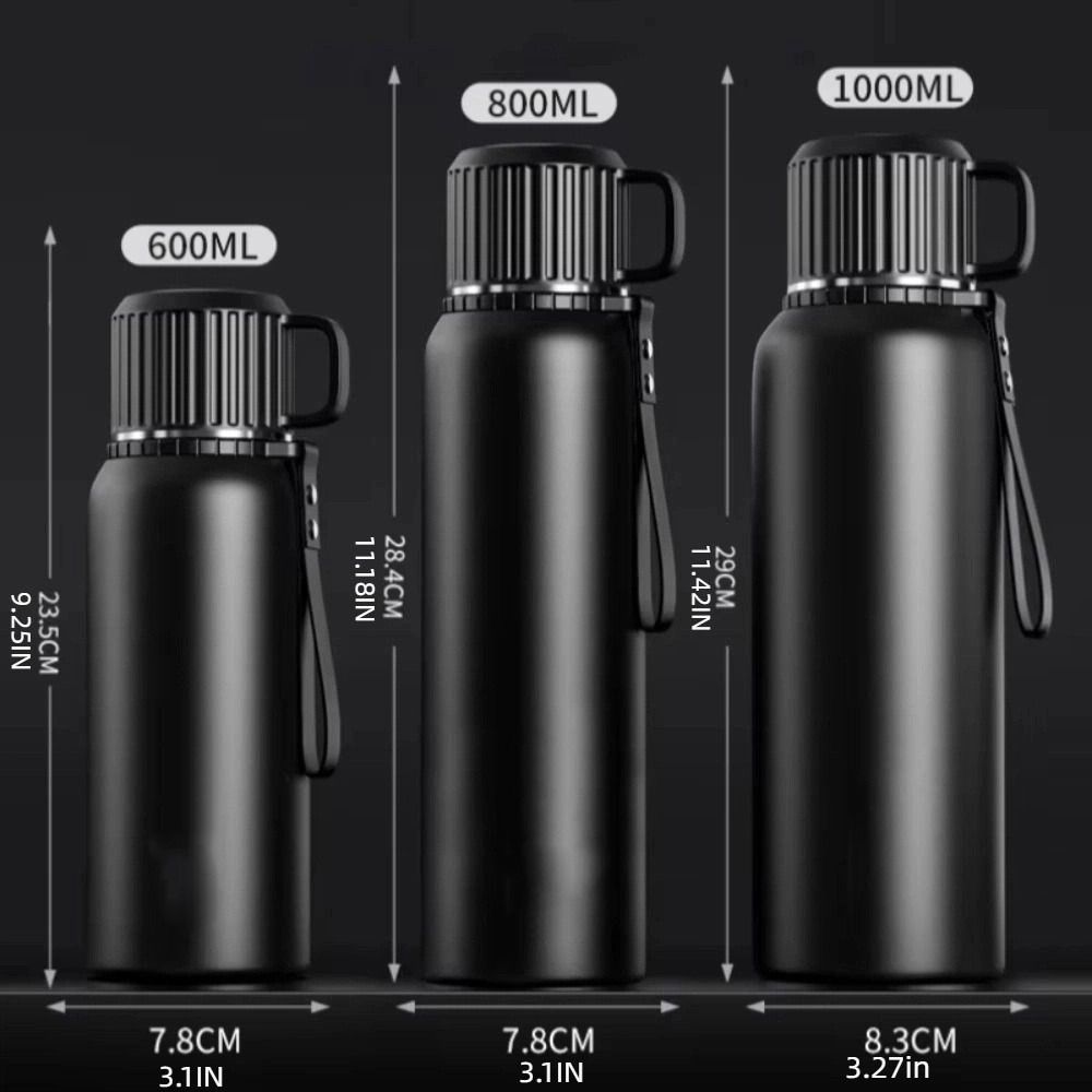 Stainless Steel Insulated Bottles 600/800/1000ML Vacuum Flasks Vacuum Cup Coffee Cup  Travel