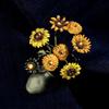 Dili Snow Japanese Retro Sunflower Brooch Cardigan Pin Corsage Accessory