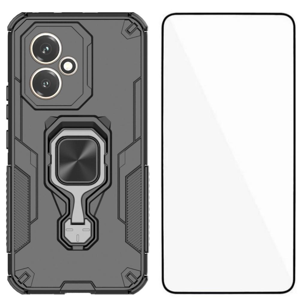 For Honor 400 5G (Глобальный) Чехол для телефона WANLONFENG PC TPU Задняя крышка Подставка с закаленным стеклом