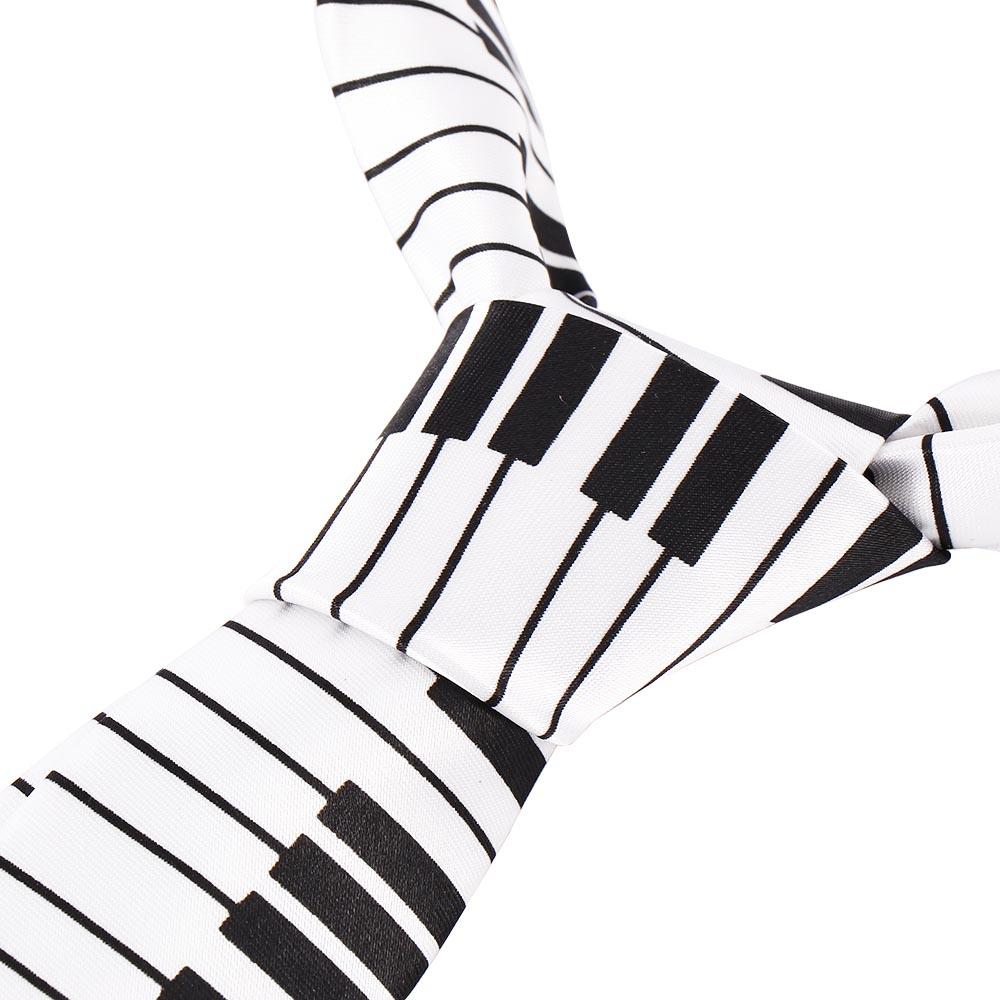Gifts Fashion for Men Classic Skinny Tie Music Tie Black & White Piano Keyboard Necktie