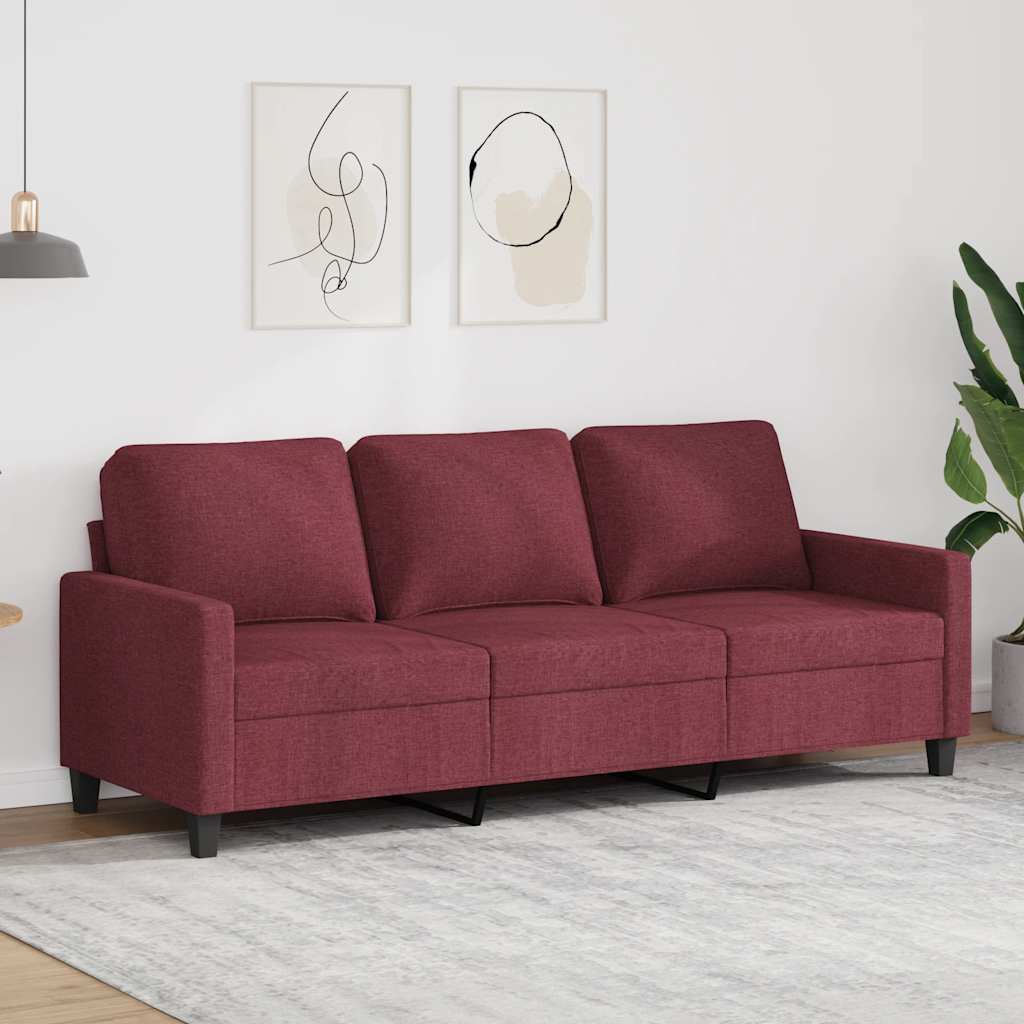 Vidaxl Sofa 3-Osobowa, Winna Czerwień, 180 Cm,Tapicerowana Tkaniną