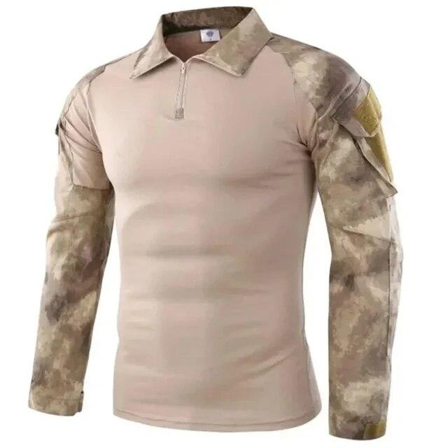 Men's Outdoor Tactical Hiking T-Shirts,Military Army Camouflage Long Sleeve Hunting Climbing Shirt,Male Breathable Sport Clothes