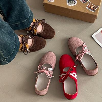 Мода Мода Ретро Неглубокий вырез Повседневная шнуровка Одинарная обувь для женщин 2025 Осень Новые Универсальные Удобные Нескользящие Туфли Мэри Джейн