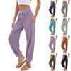 Women's Pocket Drawstring Trousers High Waist Yoga Bohemian Solid Color Casual Pants