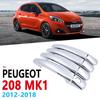 Chrome Handles Cover Trim for Peugeot 208 Accessories GTI MK1 2012~2018 Stickers Styling 2013 2014 2015 Active Car Accessories