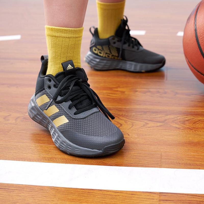 adidas OwnTheGame 2.0 K Нескользящие Износостойкие Средневысокие Детские Баскетбольные Кроссовки Серый Черный Детские GZ3381