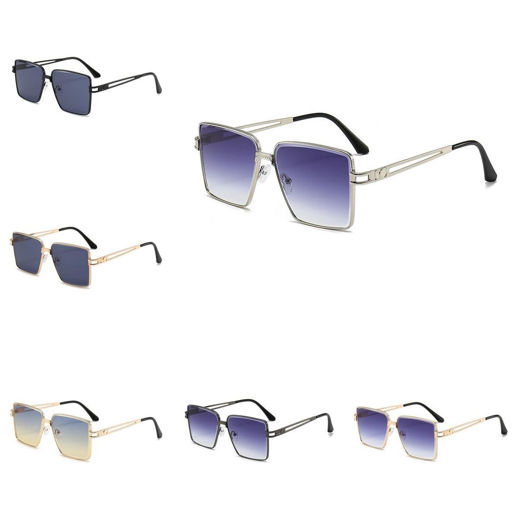 Fashionable Uv400 Black Lens Gold Frame Gradient Sunglasses Women's Oversized Street Snap Eye Glasses