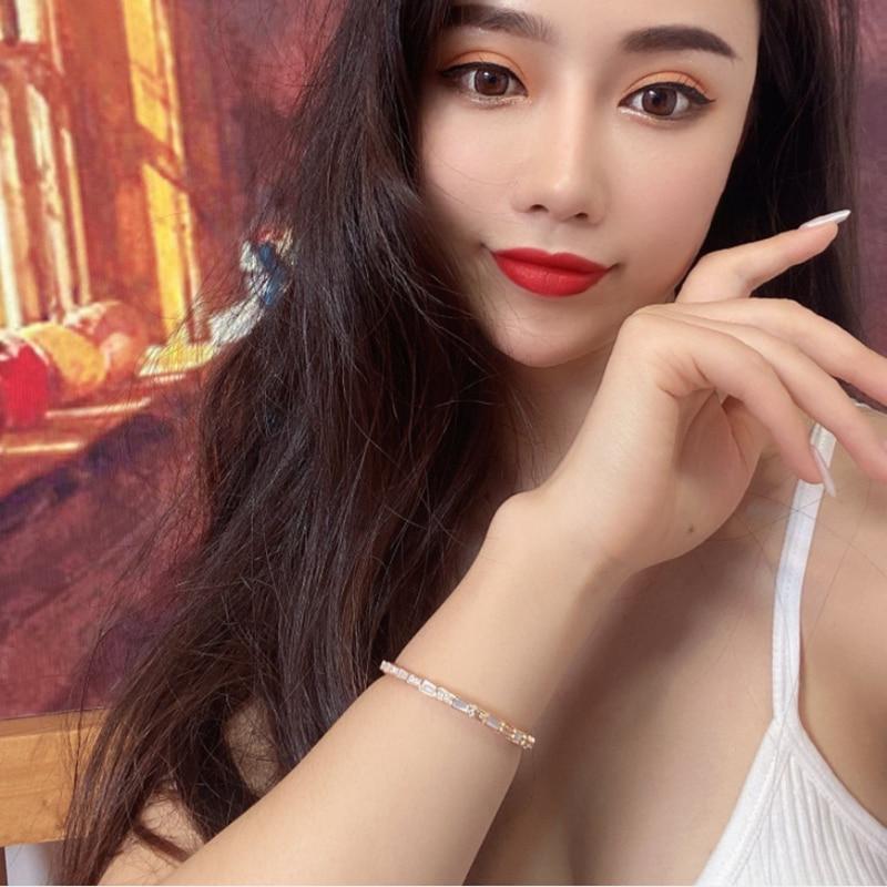 Charms 925 Sterling Solid Silver Bracelet Heart T-Bar Cuff Chain Sparkling Gold Disc Clasp Snake Chain Bracelet Women Jewelry