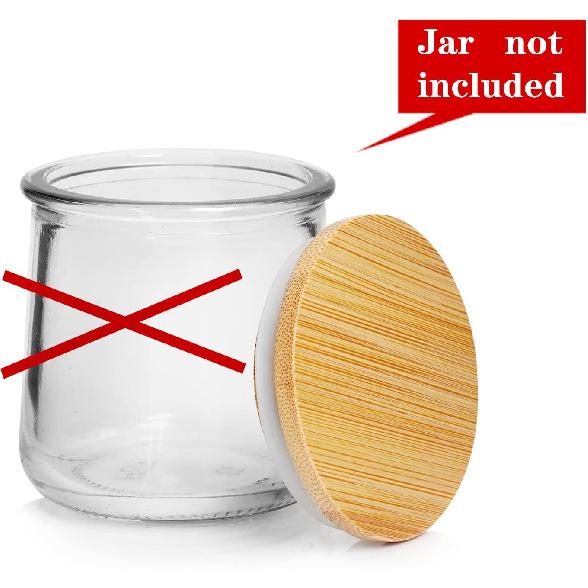 Oui Yogurt Jar Lids, Oui Yogurt Bamboo Jar Lids Set, Wooden Lids for Oui Yogurt Jars, Oui Yogurt Jars Lids with Silicone Sealing Rings, Cookie Glass